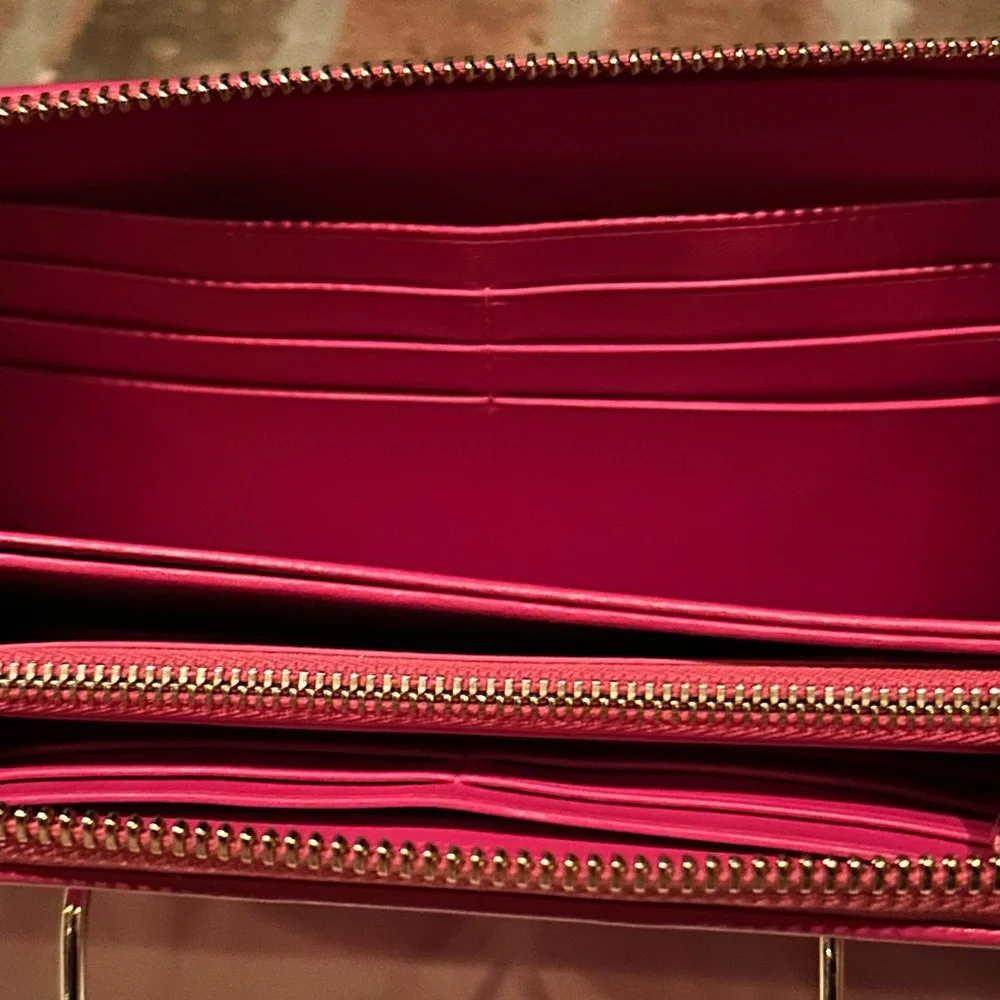 Christian Dior Fuchsia Long Zip Wallet With Charms
